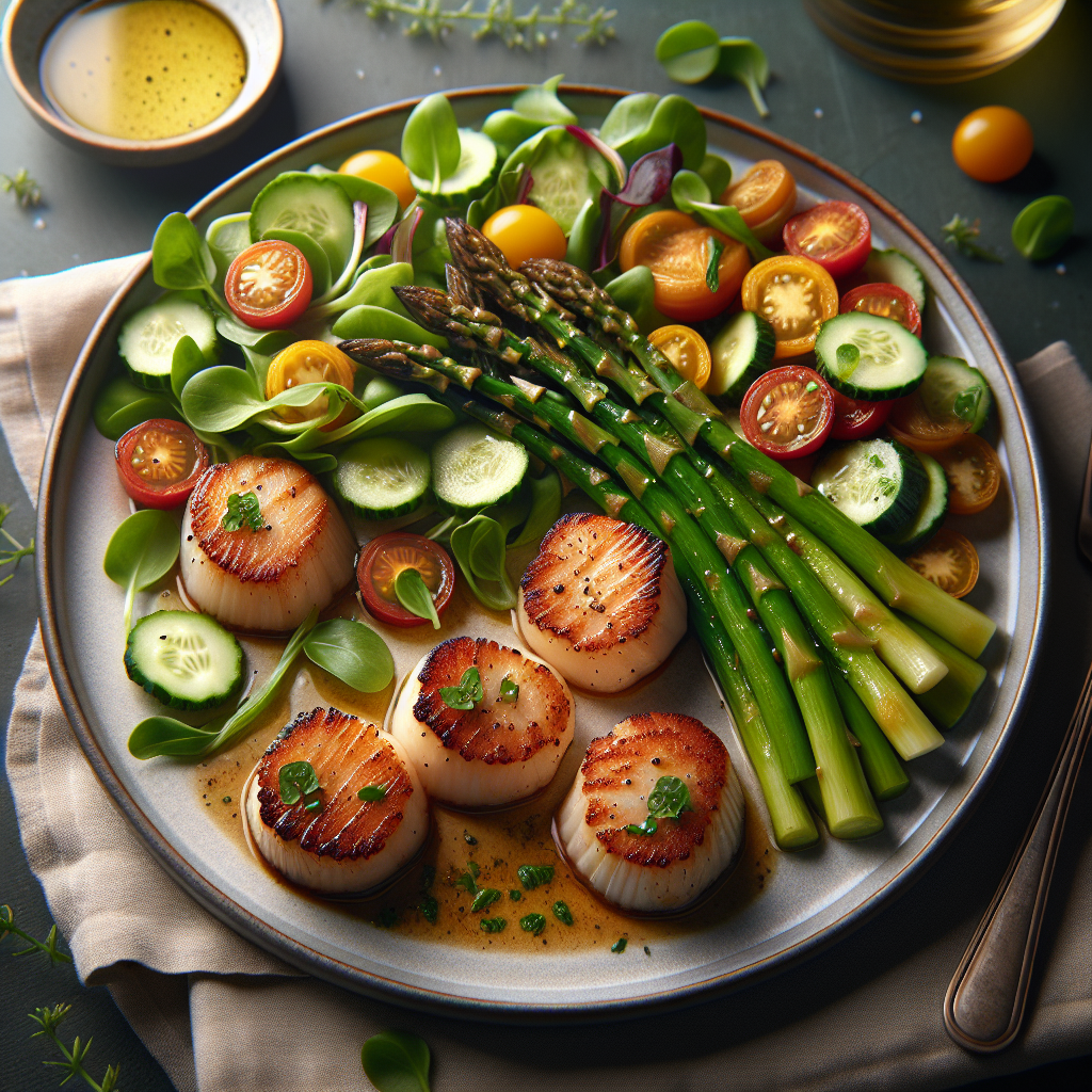 Scallops Provencal Delight: Seared Wild Scallops with Organic Mediterranean Flavors